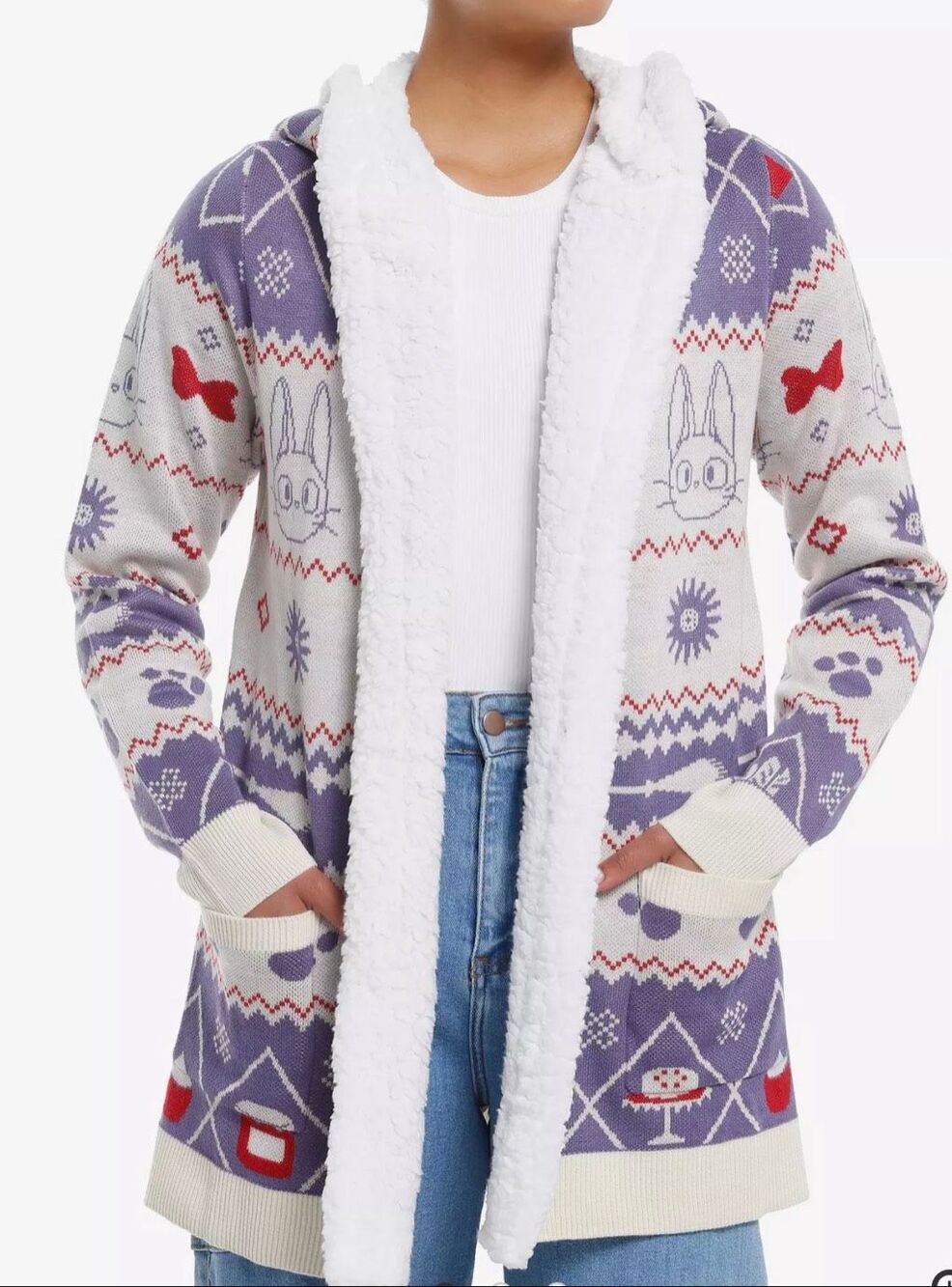 Studio Ghibli Kiki's Delivery Service Jiji Fair Isle Cardigan Nwot Small